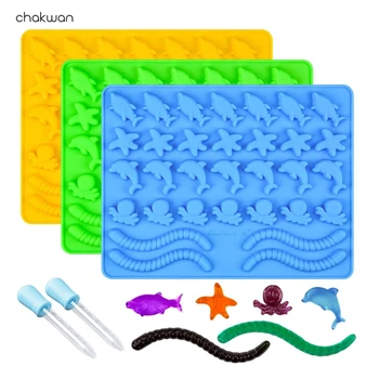 

Silicone Chocolate Mold Candy Molds Silicone Worms Starfishs Dolphins Octopus Sharks Sea Mold Gummy Molds Hard Candy Mold