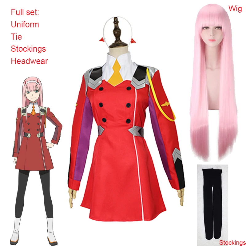 Anime 02 Dresses DARLING in the FRANXX Zero Two Cosplay Costume 02 Cosplay Wig Code002 Headwear Accessories Halloween Gift0 (1)