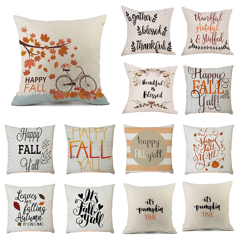 New Happy Thanksgiving Pillow Case Home Car Seat Cushion Cover Square Decoration cushion cover | Дом и сад