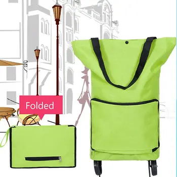 

Newly Portable Wheeled Bag High Capacity Supermarket Folding Shopping Bag Trolley Cart Handle Bag TE889