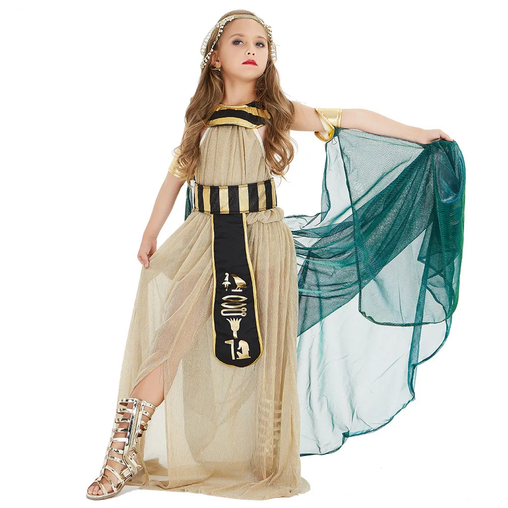 Kids Halloween Cosplay Costumes Ancient Egypt Egyptian Pharaoh Cleopatra Dress Cosplay Prince Princess Fancy Carnival Party - Image 2