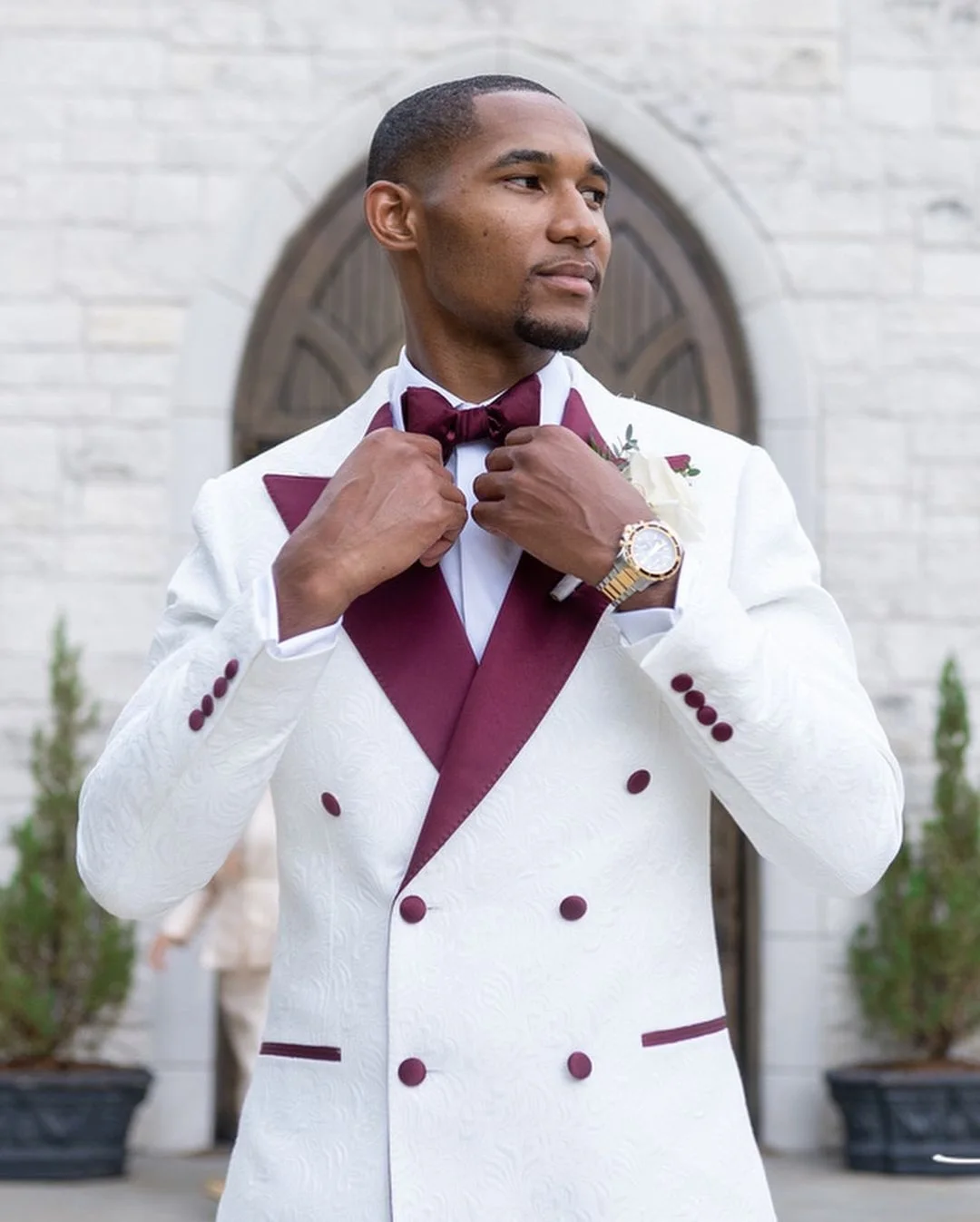 Latest Coat Pant Designs White Jacquard 
