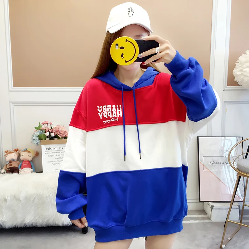 2397 осенне-зимние толстовки Harajuku из хлопка для женщин, модные корейские худи больших размеров, женский свободный пуловер с капюшоном