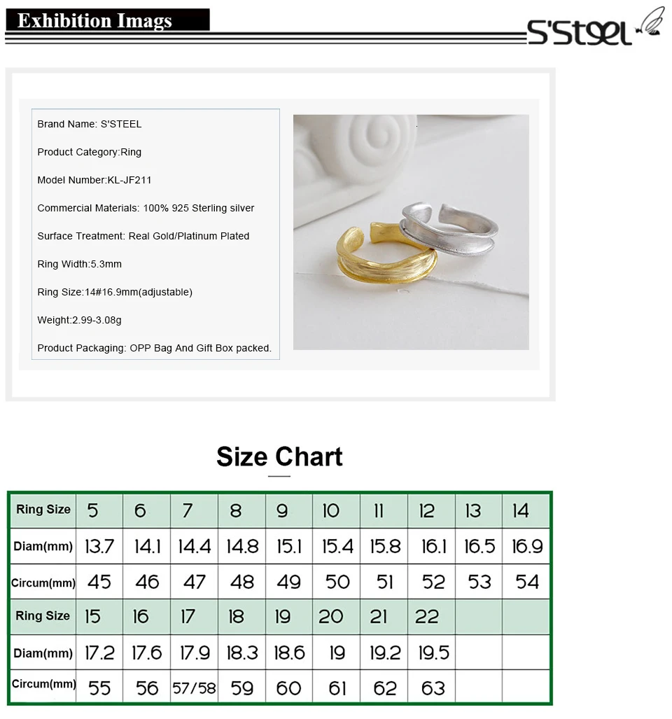 S'STEEL Необычные 925 пробы серебряные кольца Anillos Plata Para Bijoux Argent Massif Pour Femme аксессуары женские ювелирные изделия