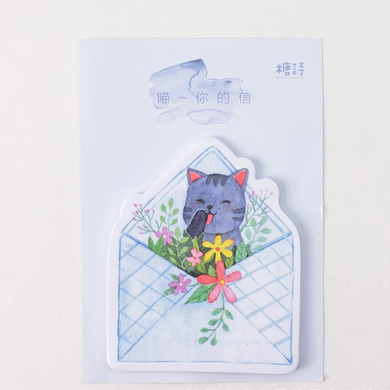 Little flower 24 упаковки, милый котенок в конверте, серия стикеров для заметок, милый бумажный блокнот для заметок, канцелярские принадлежности для школы - Цвет: Little flower