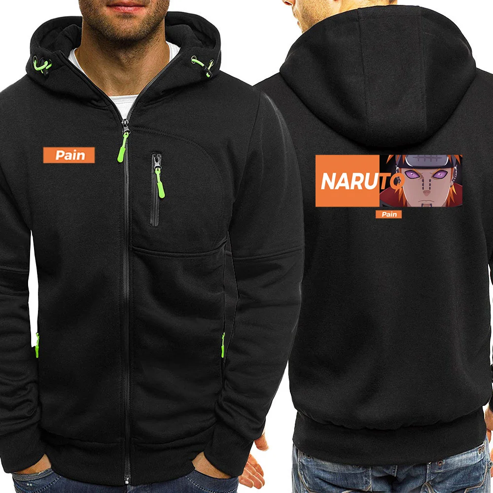 Men Hoodies Streetwear 2019 New Autumn Naruto Cartoon Jackets Zipper Hooded Sweatshirts Japan Anime Casual Coat 2