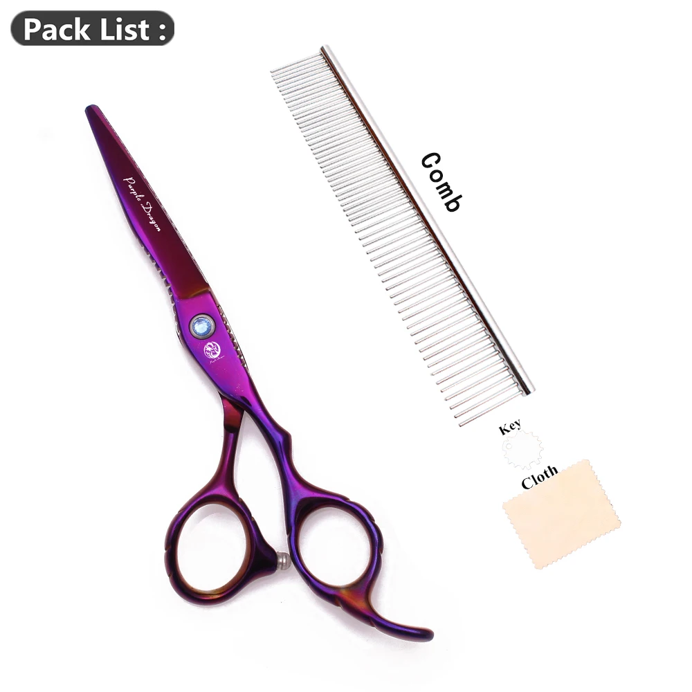 Перчатка для ухода за домашними животными " фиолетовый дракон JP Нержавеющая ножницы для собак фиолетовые прямые ножницы филировочные ножницы для стрижки собак Z1011