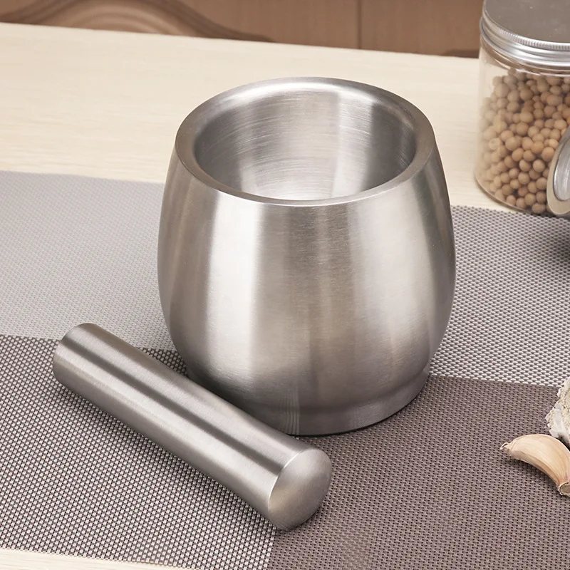 

[A Generation of Fat] 304 Stainless Steel Kitchen Tools Garlic Press Drum Garlic Grinding Bowl Shijiu Triturator Large Size