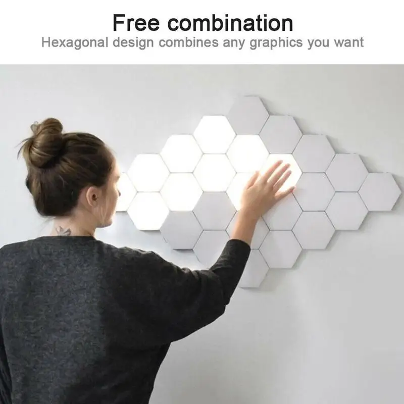 HoneyFly DIY сшивание сенсорный ИК-датчик настенный светильник шестиугольная сотовая Квантовая лампа 110-240 В креативное украшение светодиодный настенный светильник