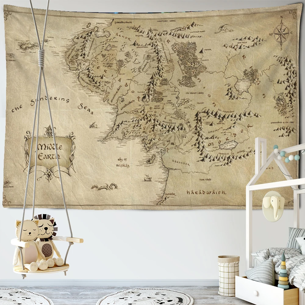Tapestry Decor Antique Pirate Treasure Map Tapestry Wall Hanging Hippie Boho Decor Tapestry Golden Island Carpet College Dorm Decoration
