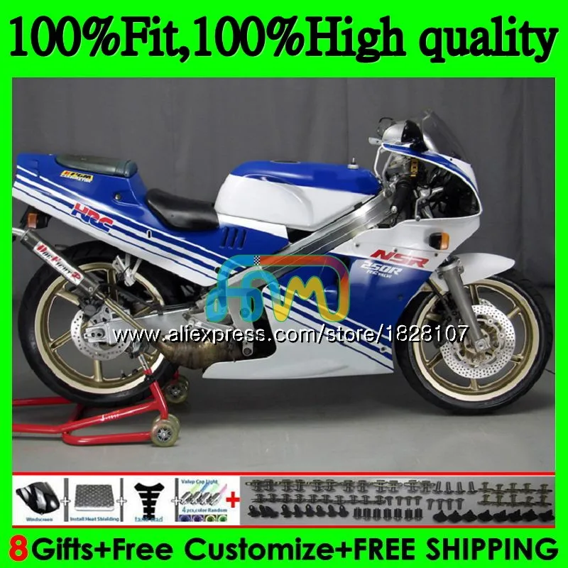 Литья под давлением для HONDA MC28 NSR250R 94 95 96 97 99 86BS. 63 СМП 250 250R NSR250 сине-белые R 1994 1995 1996 1997 1998 1999 обтекатель