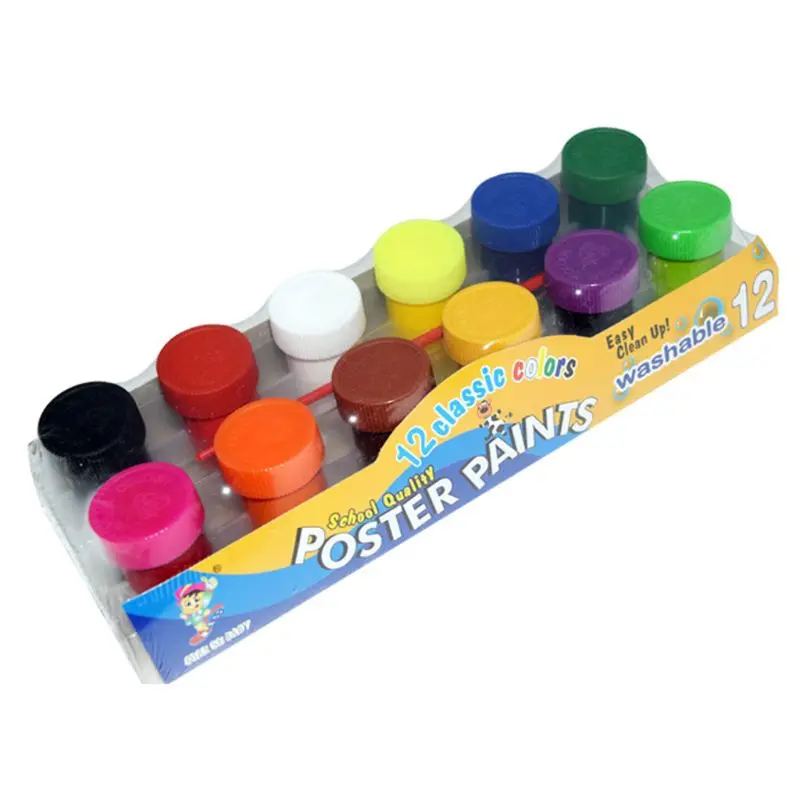 

20ml 12 Vibrant Colors Washable Gouache Paint for Kids School Finger Paint U4LD