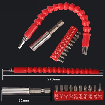 

300mm Flexible Shaft With 10pcs Screwdriver Bit Mulitifuntional Repairing Tools Accessories Extension Rod For Electronic Drill