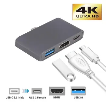 

Universal Multiport Adapter Type C To 4K HDMI USB 3.1 3.0 Charging Port Converter With USB-C Male-female Cable