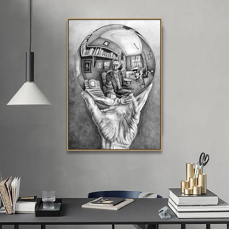 Ручной работы с отражающим Сфера М. К. Escher мастер Иллюзия Плакаты и