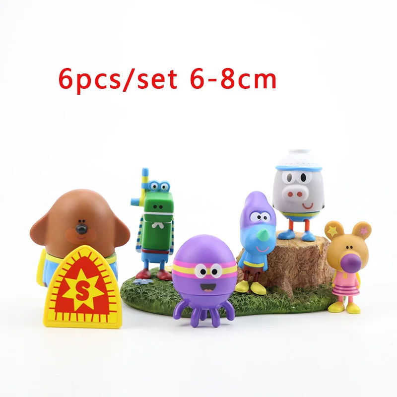 Детские игрушки, аниме Duggee, фигурки, игрушки, Hey Duggee, носорог, Wombat, осьминог, Аллигатор, бегемот, ПВХ, фигурка, модель животного, кукла, подарки - Цвет: A version 6pcs 6-8cm