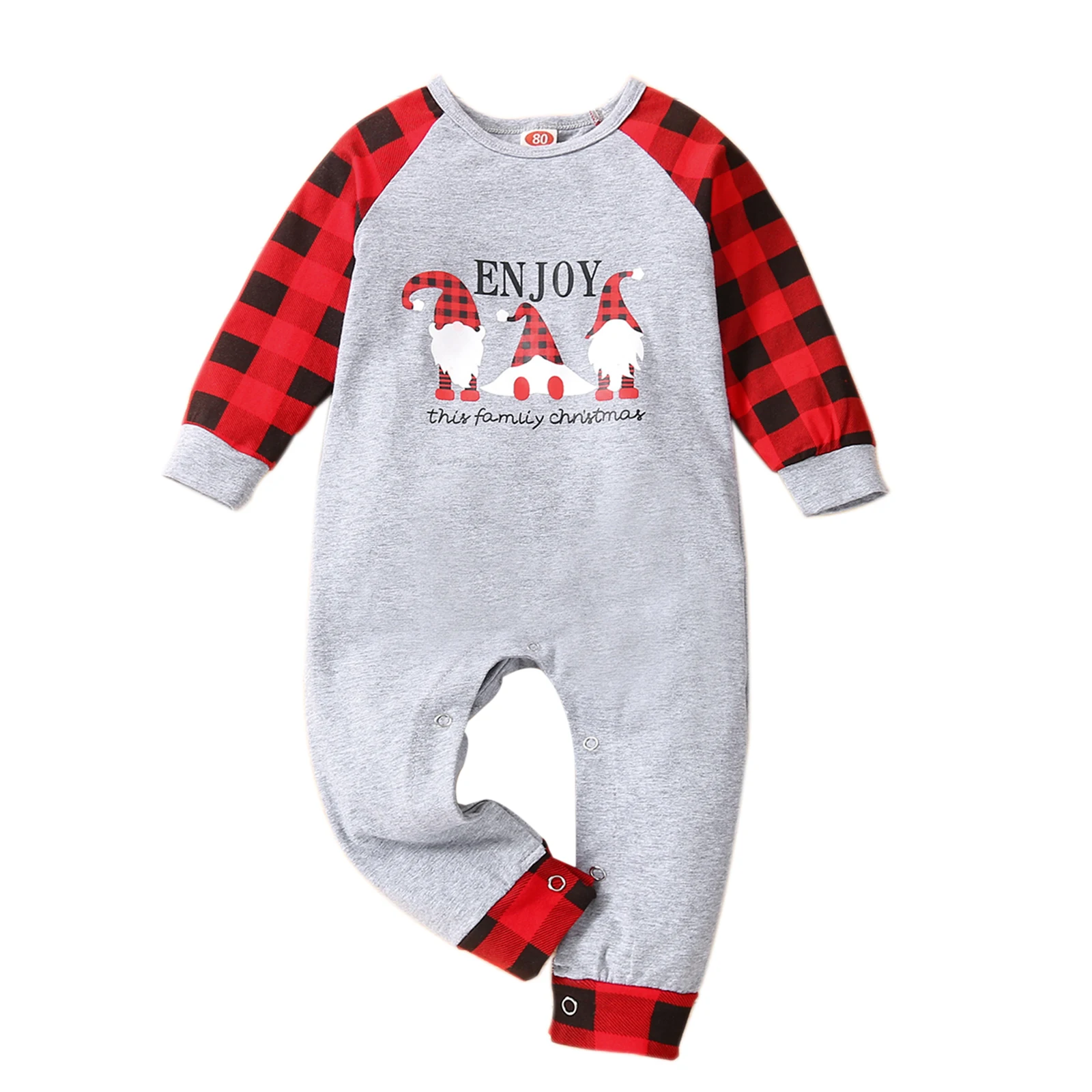 Детский комбинезон в клетку Ma &amp Baby Рождественский с длинным рукавом для