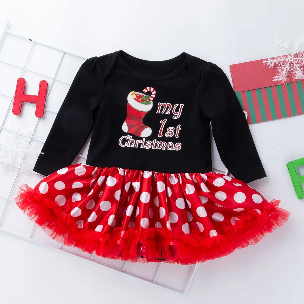 Модное платье для маленьких девочек; Хлопковое платье-пачка с круглым вырезом для новорожденных; Vestidos; Комплект рождественских нарядов; H4