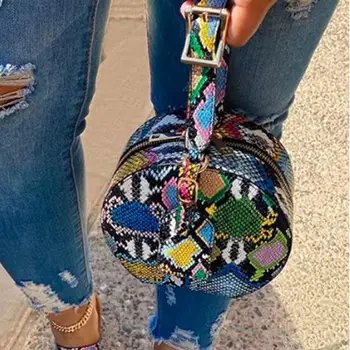 

Autumn/winter new 2020 fashion women wild snakeskin print oblique round ladies single room handbag outdoor leisure bag ms