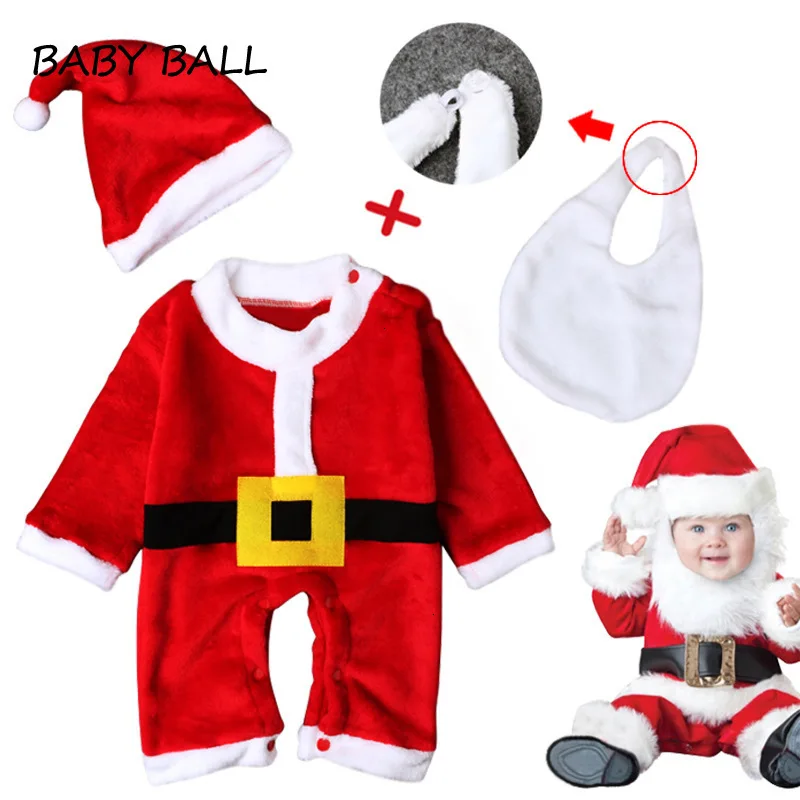 Christmas Clothes Newborn Baby Rompers Infant Baby Boys And Girls Christmas Cartoon Santa Claus Hat Romper Jumpsuit Playsuit