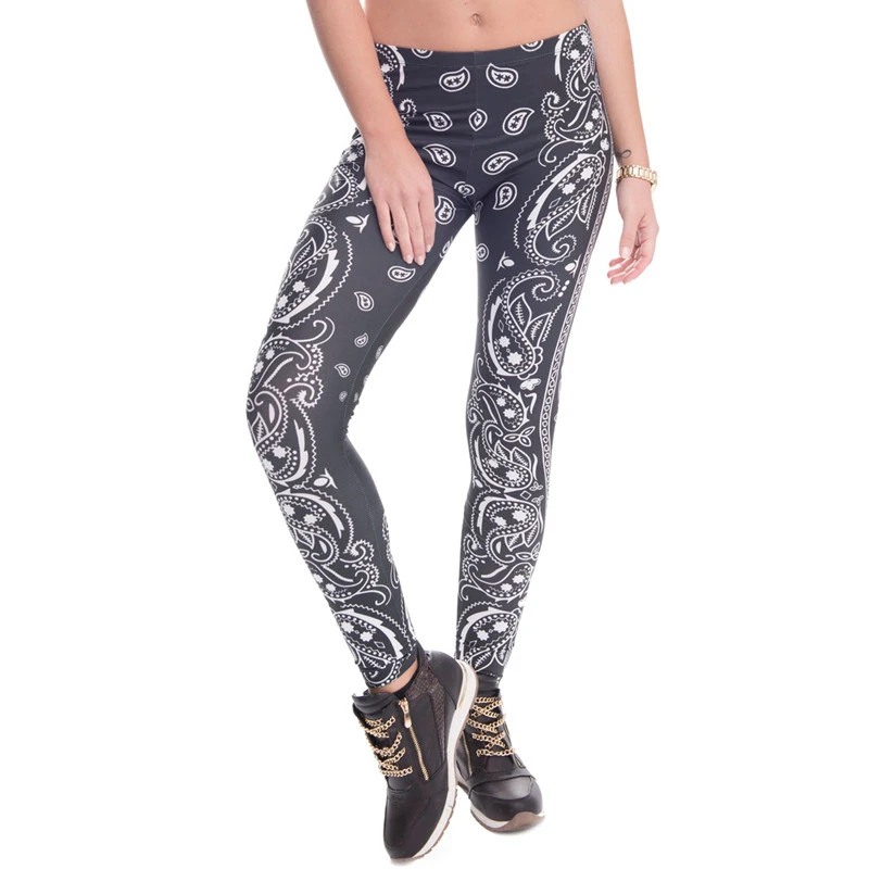 

High Elasticity Bandana Printed Womens Fashion Slim Fit Legging Workout Trousers Casual Pants Leggings#3