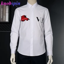 Брендовая дизайнерская мужская Осенняя рубашка с длинным рукавом, Повседневная приталенная деловая Мужская рубашка, высокое качество, хлопок, Camsias masculina размера плюс