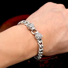 Мужская мода личность тайское серебро восстановление древних способов двойной браслет с головой леопарда с благородными подарками