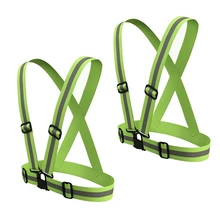 Светоотражающий жилет безопасности светоотражающий ремень видимость поперечный ремень Arnes ремень жилет пояс, зеленый 2 шт