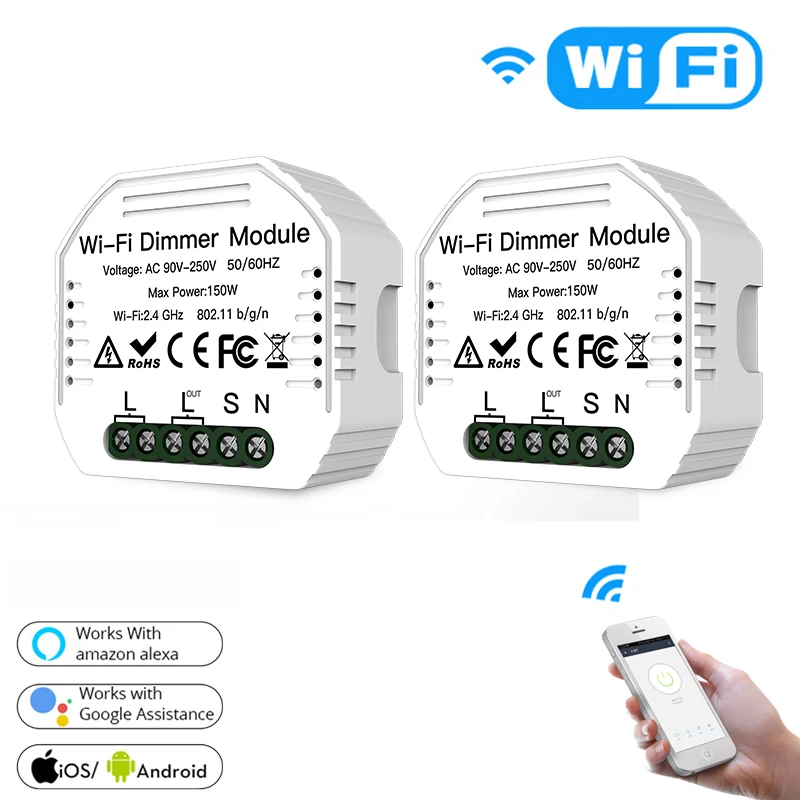 DIY умный WiFi светильник светодиодный диммер Smart Life/Tuya APP пульт дистанционного управления 1/2 переключатель, работает с Alexa Echo Google Home - Color: 2 PCs