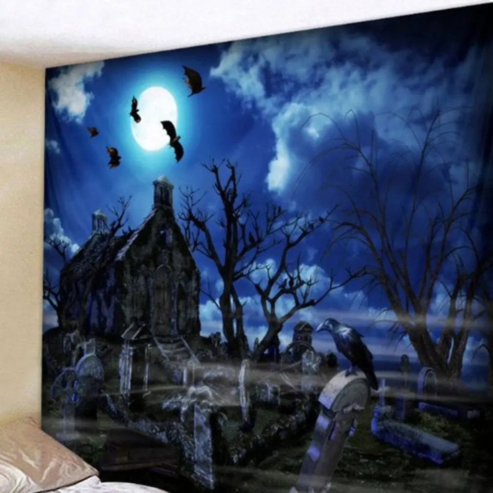 Halloween Tapestry Pumpkins Tree Grave crow Print Wall Hanging Tapestry Art Home Decoration Wall Tapestry