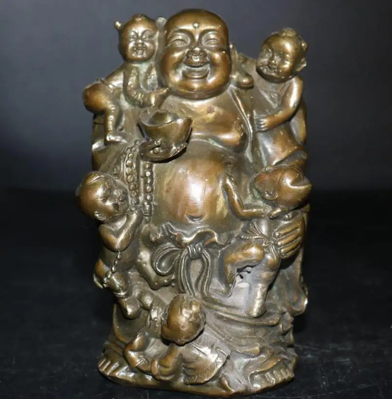 

China brass five child maitreya Buddha crafts statue