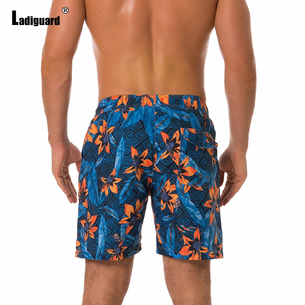 Ladiguard Plus size Men Leisure Flamingo Print Shorts 2022 Summer New Sexy Drawstring Shorts Male Casual Pocket Beach Half Pants casual shorts for women