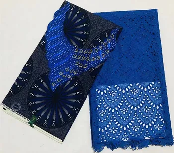 

Royal blue java wax print fabric african fabric milk silk lace 2.5+3yards dubai lace african wax print fabric for dress YN-B28