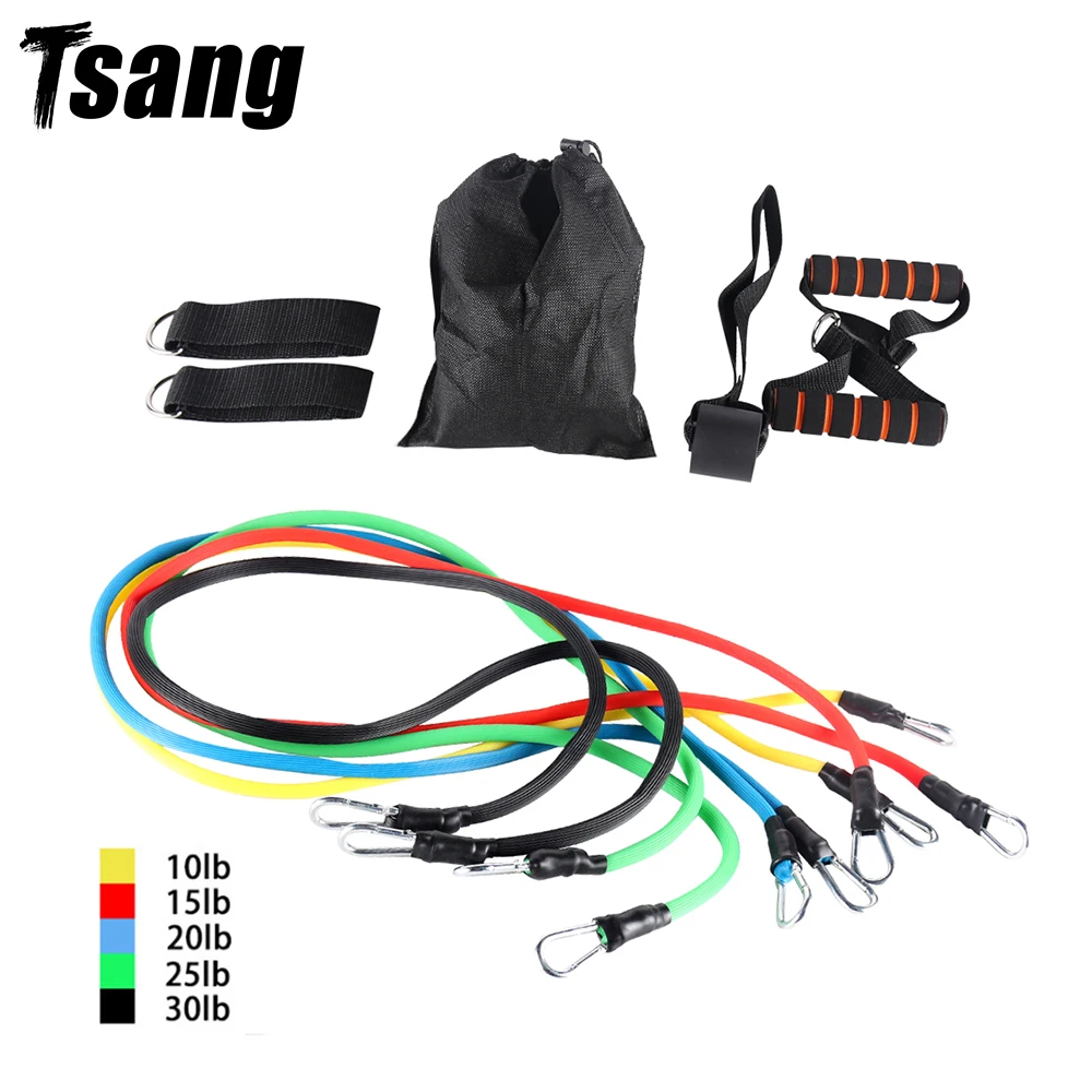 

Tsang 11Pcs/Set Latex Resistance Bands Crossfit Training Exercise Yoga Tubes Pull Rope,Rubber Expander Elastic Bands Fitness
