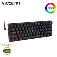 

Victsing Gaming Mechanical Bluetooth Keyboard Wireless keyboard with Bluetooth/USB RGB Backlit Blue red Switch RU/US for phone