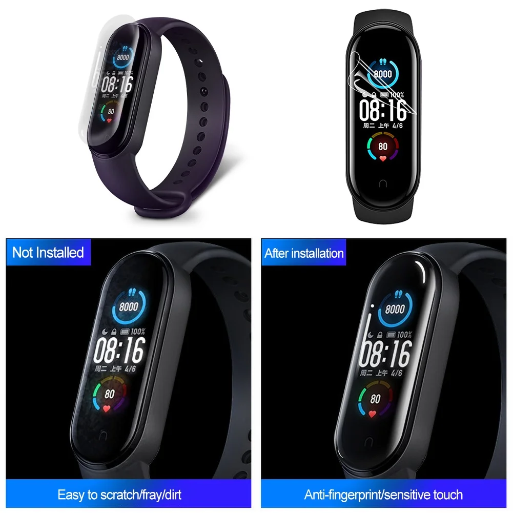 5 шт Гидрогелевая закаленная пленка для Xiaomi Mi Band умный браслет полный