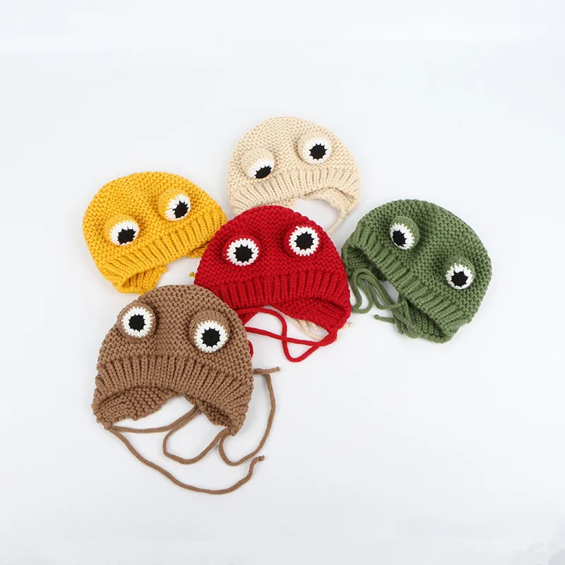 Knitted Hat Knitted Cap Knitted Beanie Skullies Beanies Winter Hat Solid Color Cartoon Frog Knitted Hat Winter Warm Hat Skullies Cap Beanie For Kid Boy And Girl 75