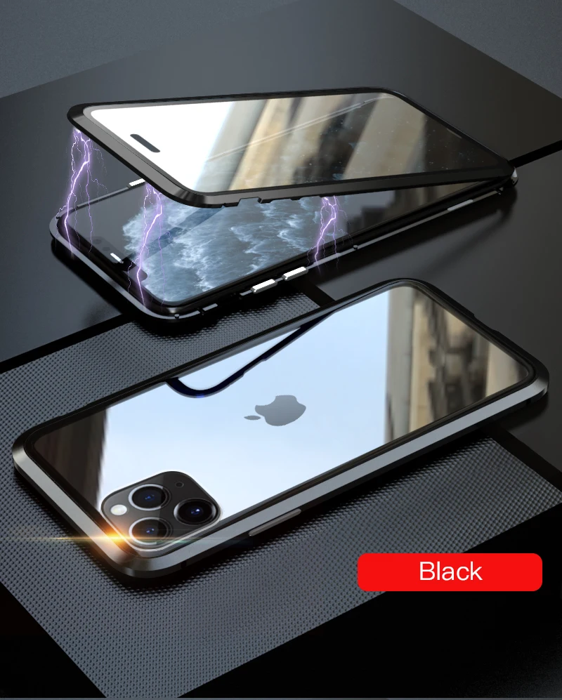 LUPHIE двусторонний стеклянный чехол для телефона для iPhone 11 Pro Max с магнитной адсорбцией металлический бампер чехол для iPhone 11 pro Роскошный чехол