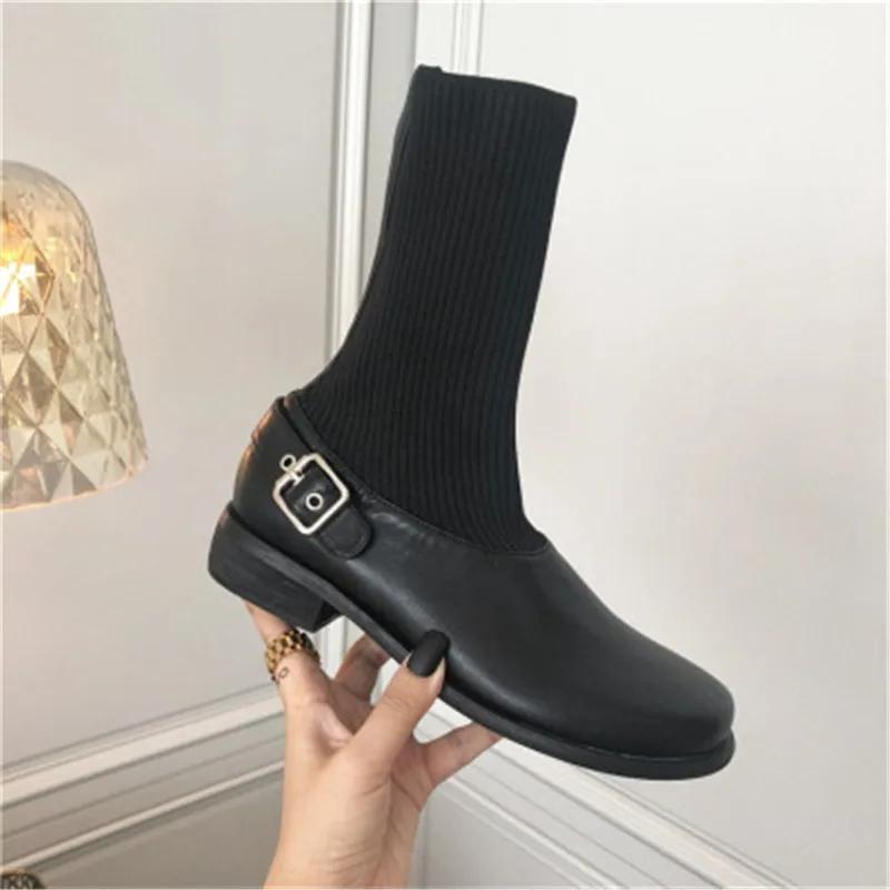 Женские ботинки; женская обувь; Сезон Зима; chaussures femme; сезон осень; botas Mujer; женская обувь с пряжкой; обувь до середины икры на плоской подошве; Buty Damskie - Цвет: AS SHOW