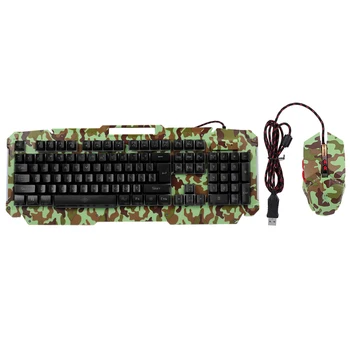 

V200 Wired Gaming Combo 104 Keys 19-Key Rollover Wired Keyboard Floating Keycaps Optical Engine Mouse with Four Color Breathing