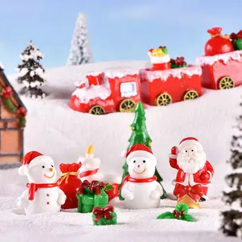

Cute Resin Mini Christmas Santa Claus Tree Snowman Ornaments mini Statue Figurine DIY Fairy Crafts Xmas Winter Potted Decor