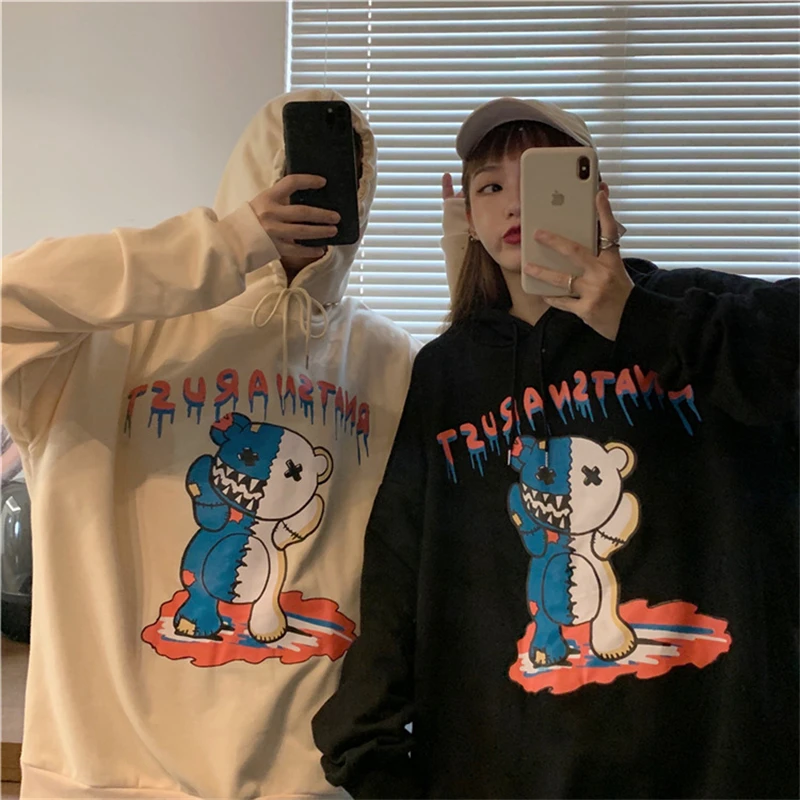 Sudadera de manga larga con estampado Harajuku para mujer, ropa de invierno de talla grande, moda Coreana de calle femenina