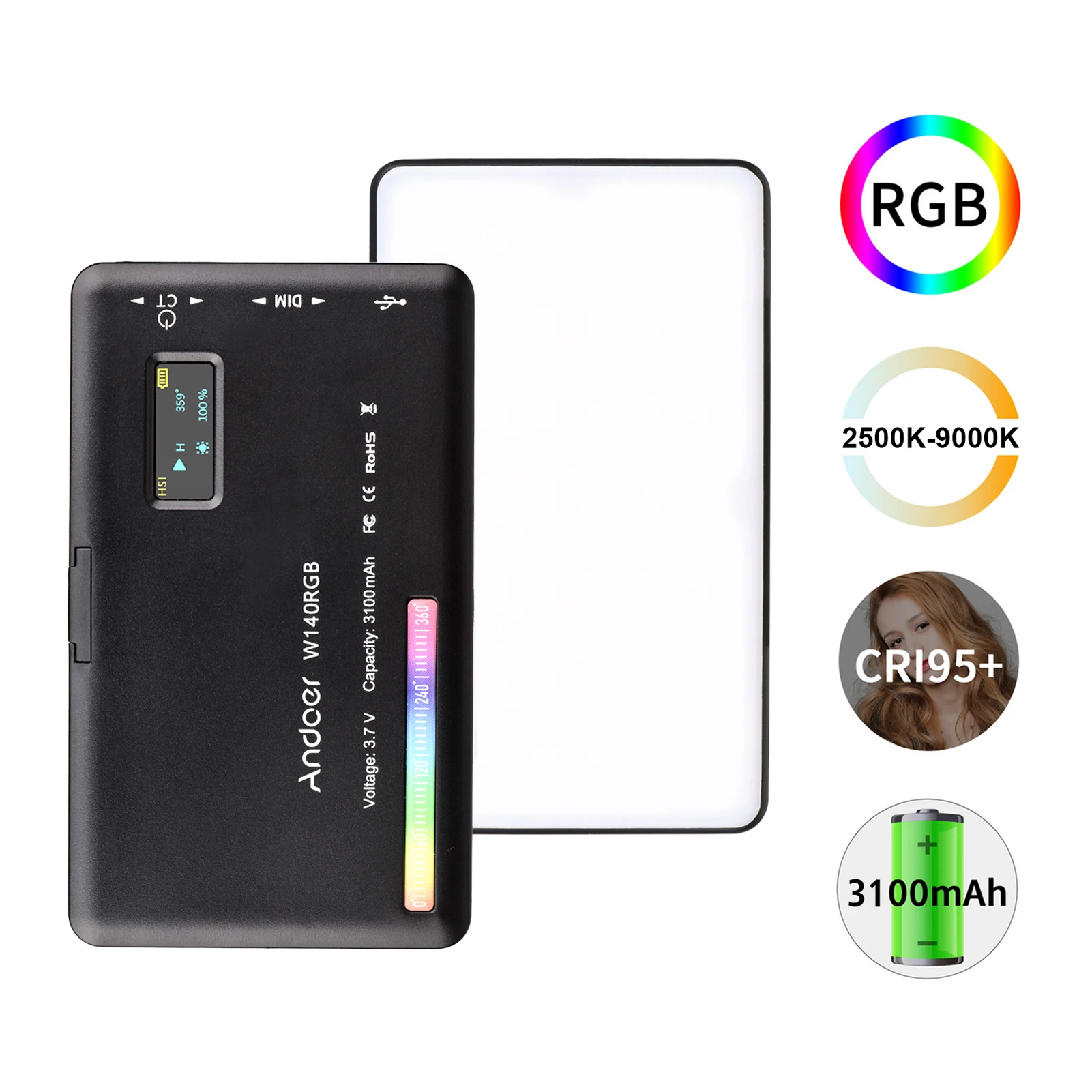 Lampe Vidéo LED Soonpho P10 – RVB Réglable 3200-5600K – Rechargeable 4000mAh – Neuf