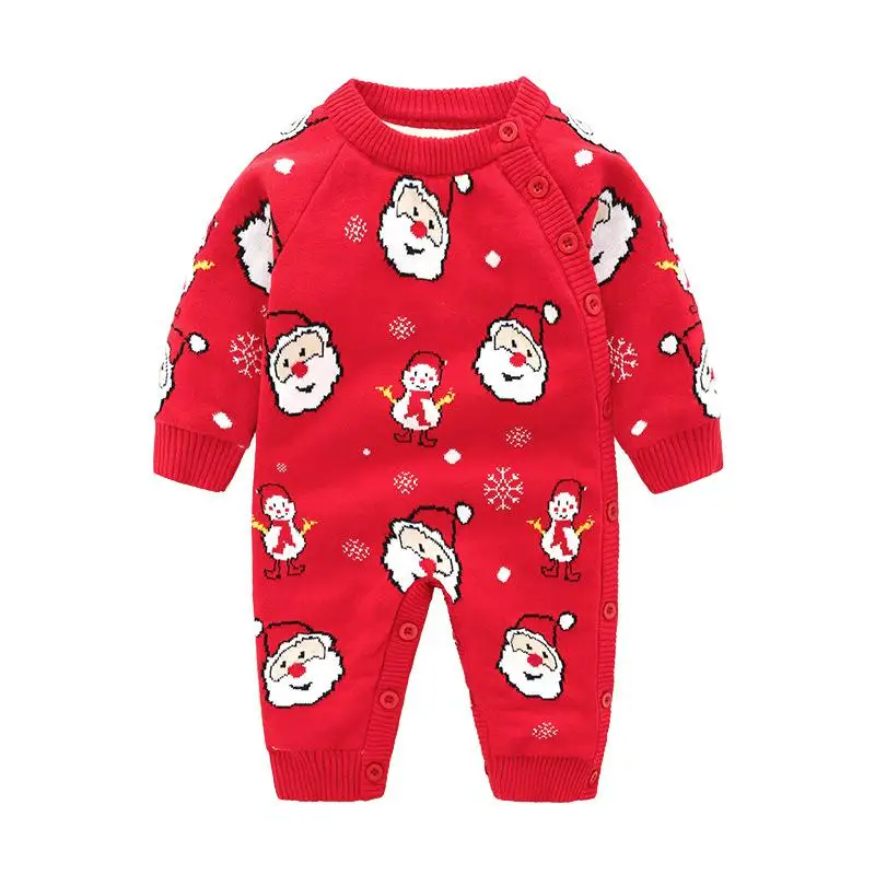 Коллекция года, вязанная модная Новогодняя Милая одежда для малышей, зимние теплые рождественские боди с длинными рукавами для маленьких мальчиков и девочек - Цвет: lm