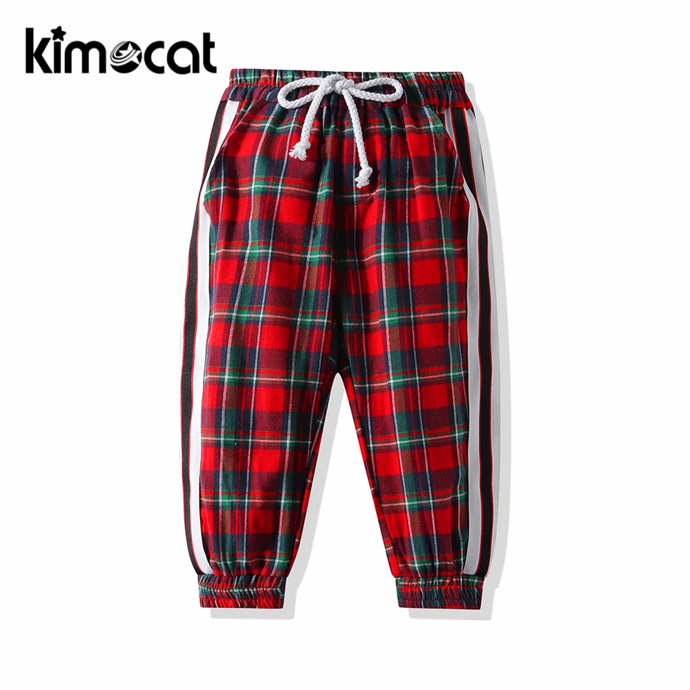 Kimocat/длинные штаны для мальчиков и девочек; модные хлопковые повседневные свободные брюки для малышей; летние детские спортивные штаны; брюки