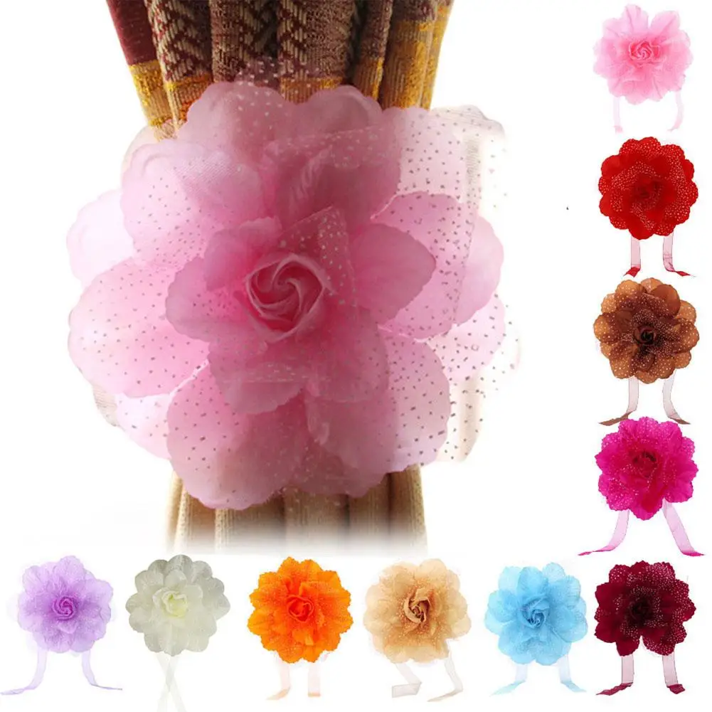 

1Pc Classical Peony Flower Window Curtain Strap Buckle Holder Drape Tieback Rope