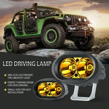 

2X Work Light LED Spot Beam Pods Yellow Fog Lamp Truck ATV UTV Waterproof