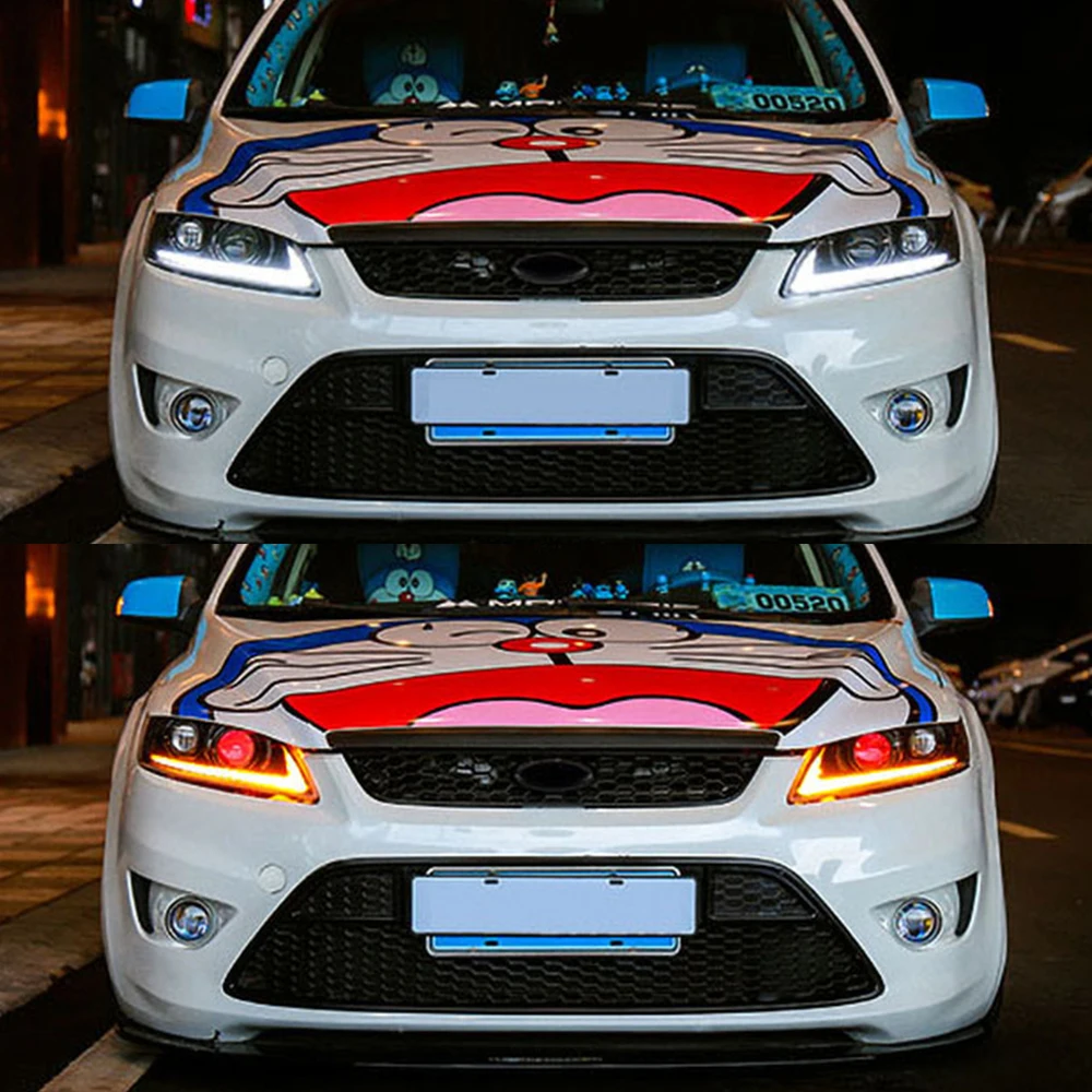 2 шт. светодиодный фары для Ford Focus 2009 2010 2011 светодиодный Автомобильные фары ангельские глазки комплект ксеноновых фар, Высокопрочная конструкция протовотуманная подсветка Габаритные огни