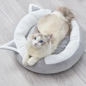 

New Pet Nest with Cute Ears Senior Gray Removable Washable Printing Japanese Dog Mat Cat Litter Waterproof Dog Bed for Husky