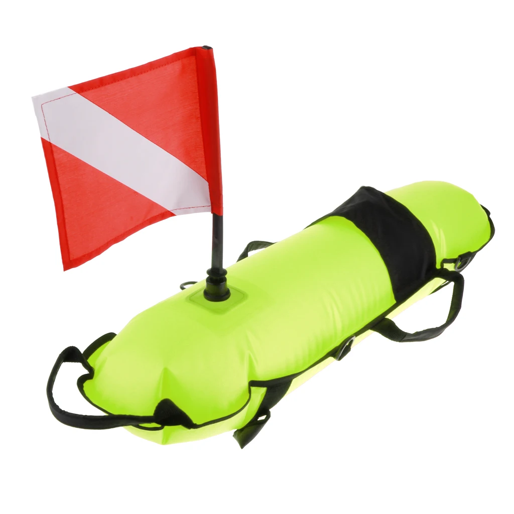Pro Scuba Diving Inflatable Surface Marker Buoy Float with Dive Flag Snorkeling Freediving Safety Equipment